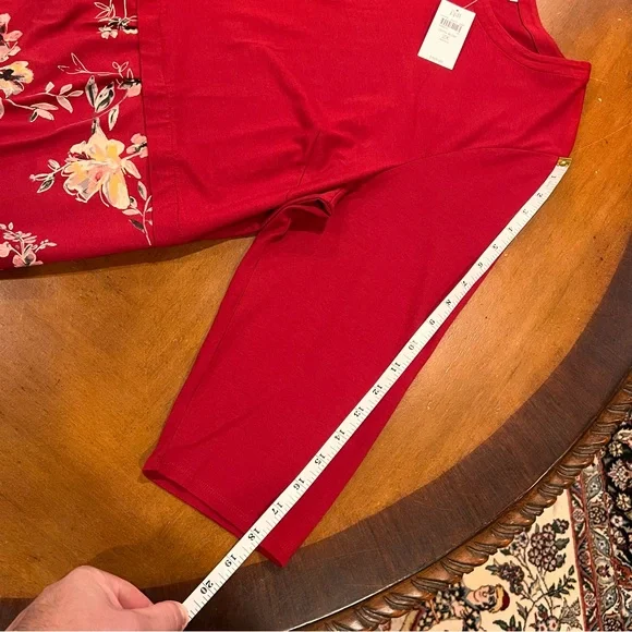 NEW $109 J.Jill Sepia Blossoms Knee-Length A-Line Dress Red Floral 2X 3/4 Sleeve - Picture 16 of 16